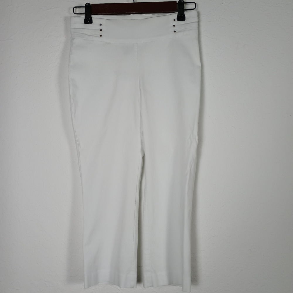 JM Collection White Petite PP Curvy Fit Straight Leg Pants